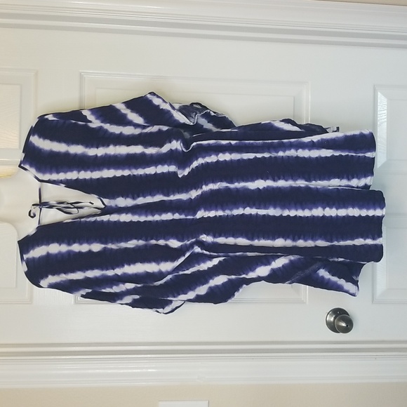 Absolutely Famous Womens Blue White Tie Dye Flowy Romper Shorts Size Large - Picture 4 of 9